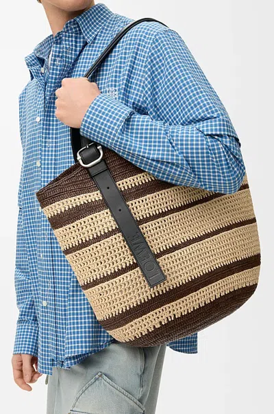 Loewe Loop Basket Striped Shoulder Bag In Purple