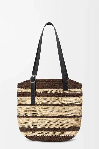 Loewe Loop Basket Striped Shoulder Bag In Purple