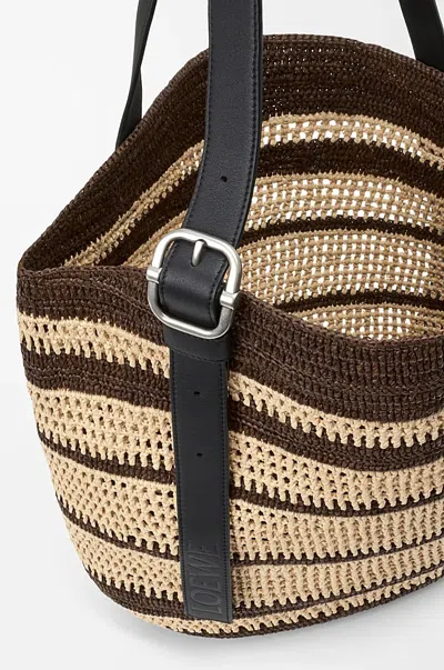 Loewe Loop Basket Striped Shoulder Bag In Purple
