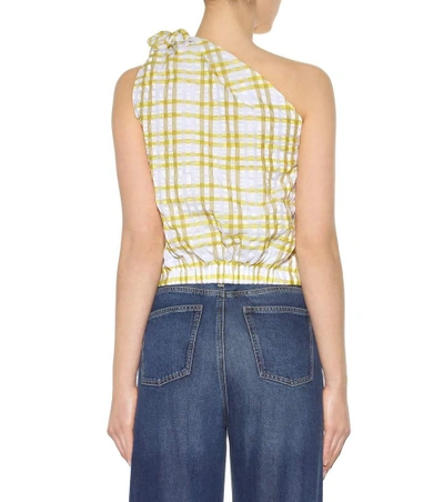 Shop Rosie Assoulin The Top Knot Plaid Top In Yellow