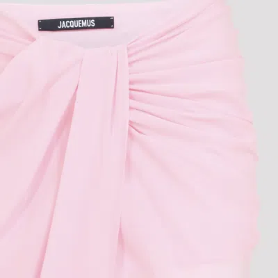 Jacquemus High Waist Draped Asymmetric Ruched Skirt In Pink