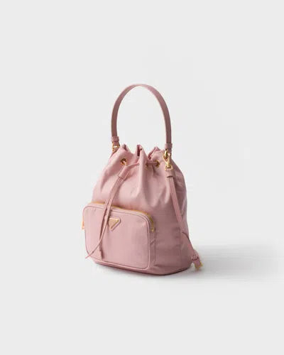 Prada Re-nylon Triangle-logo Drawstring Bucket Bag In Pink