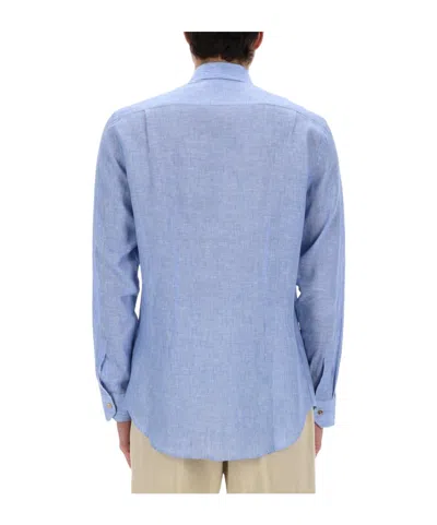 Paul Smith Tailored Fit Linen Classic Shirt In Blue