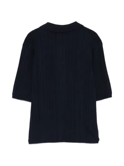 Closed Ribbed Buttoned T-shirt In Black