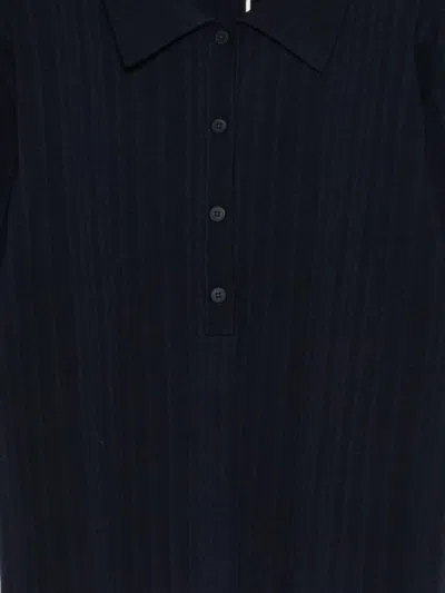 Closed Ribbed Buttoned T-shirt In Black