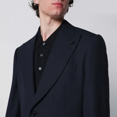 Lardini Tailored Cardigan In Pure Virgin Wool With Classic Lapel In Black