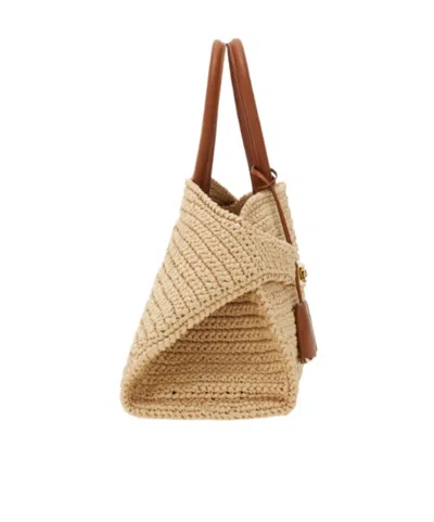 Ferragamo Medium Raffia Hug Handbag In Nude