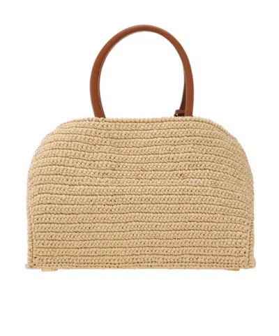 Ferragamo Medium Raffia Hug Handbag In Nude