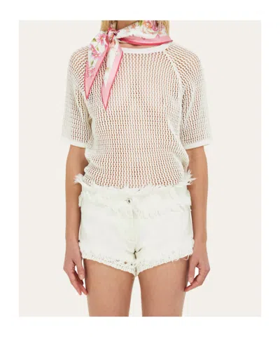 Ferragamo Spring Print Diamond Silk Scarf In Pink