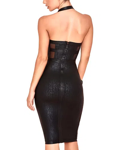 Amina Glam Solid Midi Dress In Black
