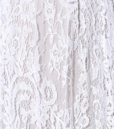 Shop Valentino Lace Cotton-blend Skirt In White