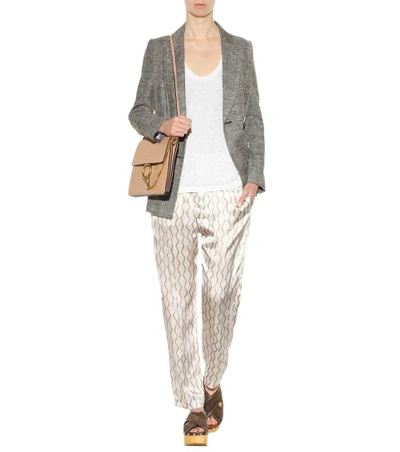 Shop Isabel Marant Sonia Printed Silk Trousers In White