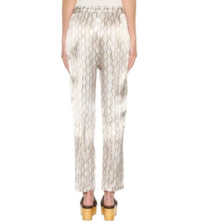 Shop Isabel Marant Sonia Printed Silk Trousers In White