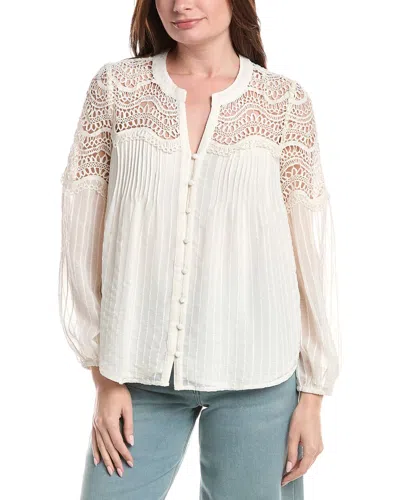 Vince Camuto Split Neck Button Front Blouse In Multi