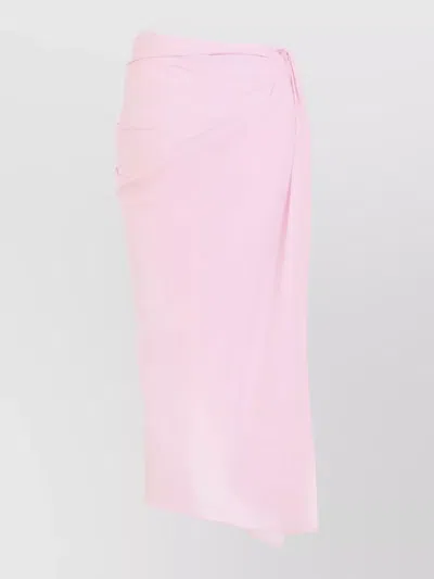 Jacquemus High Waist Draped Asymmetric Ruched Skirt In Pink