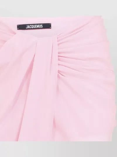 Jacquemus High Waist Draped Asymmetric Ruched Skirt In Pink
