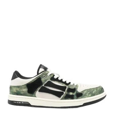 Amiri Low Top Camouflage Pattern Rubber Sole Sneakers In Green