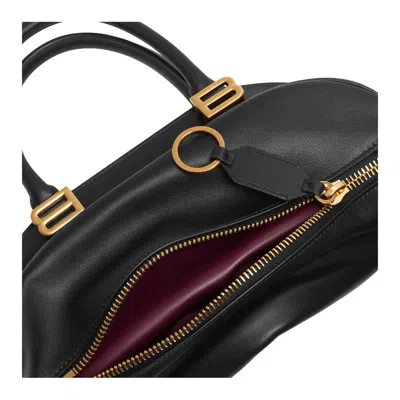 Balenciaga Mini Leather Bolero B Logo Zip Fastening Top Handle With Ring Detail In Black