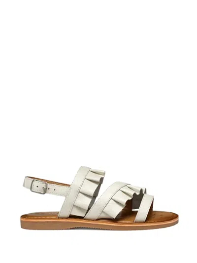 Geox Ruffled-strap Sandals In White
