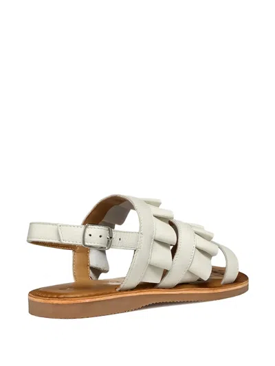 Geox Ruffled-strap Sandals In White