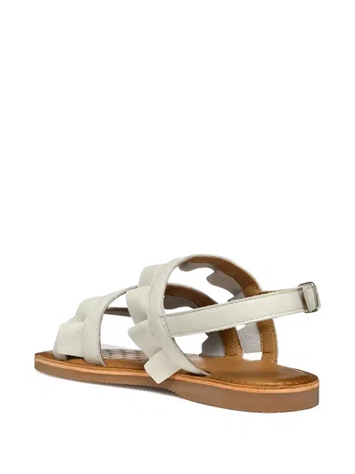 Geox Ruffled-strap Sandals In White
