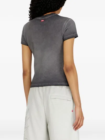 Diesel Dévoré-phoenix Cover-stitched Cotton T-shirt In Gray