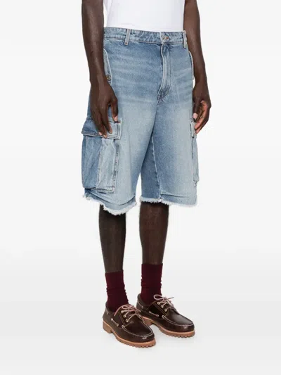 Gallery Dept. Cargo Raw-cut Shorts In Blue