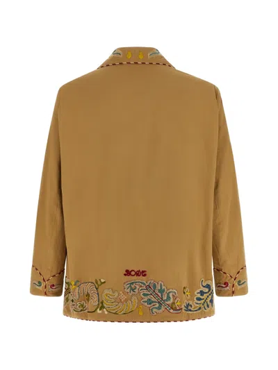 Bode Feather Runner Smoking Embroidered Blazer In Multi