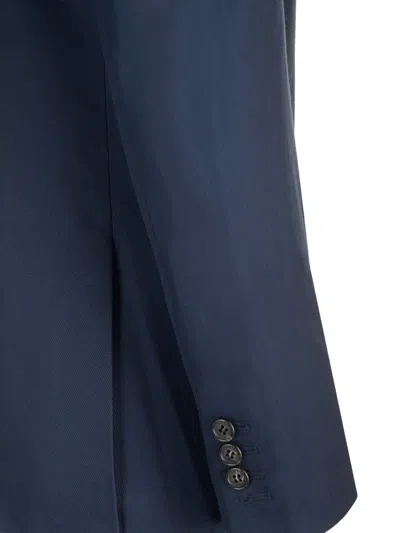 Theory Double-breasted Blazer In Viscose Twill In Nocturne Navy