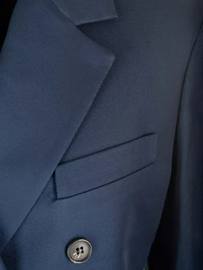 Theory Double-breasted Blazer In Viscose Twill In Nocturne Navy