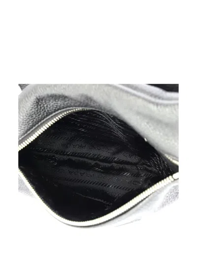 Pre-owned Prada Triangle Logo Sling Bag Leather Backpack In Black