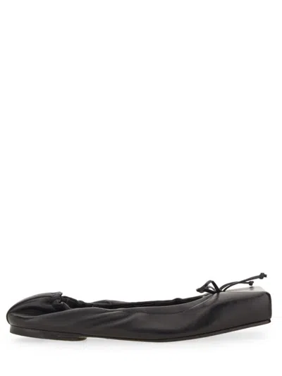 Jacquemus Black Square-toe Shoes With Gathered Upper In Black
