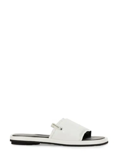 Premiata White Slide Sandal With Lamb Leather Upper In Animal Print
