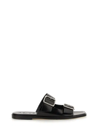 Aeyde Tonya Leather Sandals With Double Strap In Animal Print