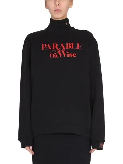 Raf Simons Crewneck Front Print Sweatshirt In Black
