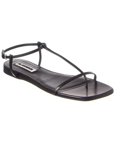 Jil Sander Women Black Sandals With Ankle Buckle Closure In Leather Woman