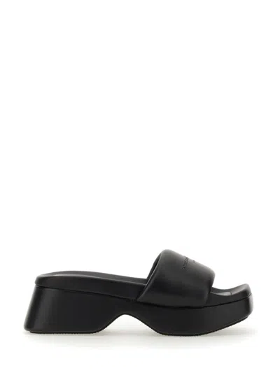 Alexander Wang Float Logo-debossed Platform Slides In Black