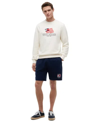 Tommy Hilfiger Rwb Main Flag Terry Crew Sweatshirt In White