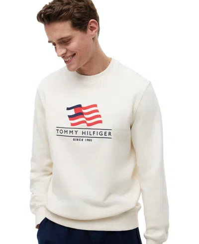 Tommy Hilfiger Rwb Main Flag Terry Crew Sweatshirt In White