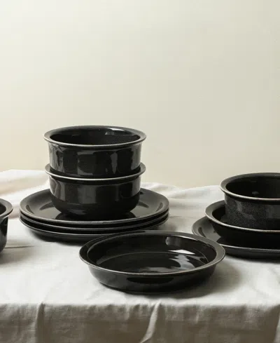 Stone Lain Slate 12-piece Dinnerware Set Stoneware In Black