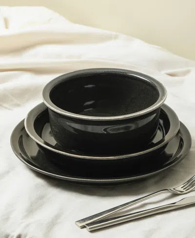 Stone Lain Slate 12-piece Dinnerware Set Stoneware In Black