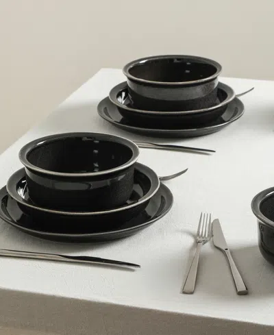 Stone Lain Slate 12-piece Dinnerware Set Stoneware In Black