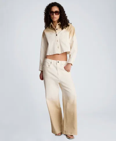 Kenneth Cole Gradient Oversized Cropped Shacket In Comfort Stretch Denim In Multi