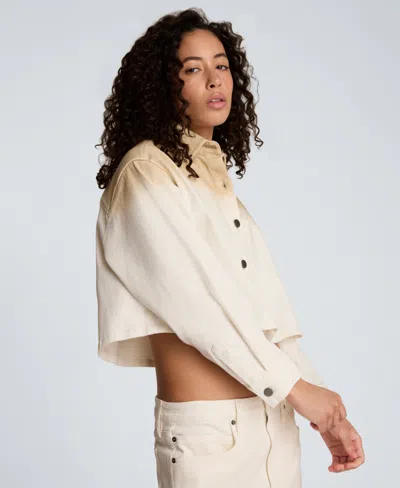 Kenneth Cole Gradient Oversized Cropped Shacket In Comfort Stretch Denim In Multi