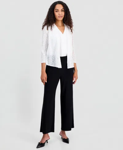 Kasper Petite Open-front Pull-on Cardigan In White