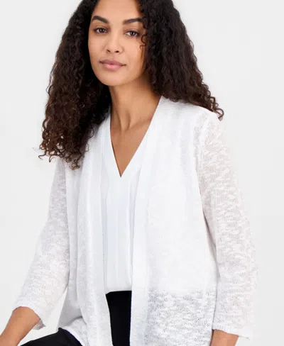 Kasper Petite Open-front Pull-on Cardigan In White