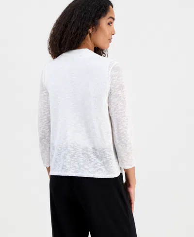 Kasper Petite Open-front Pull-on Cardigan In White