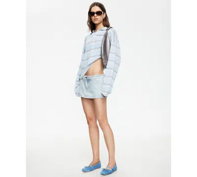 Lioness Rebels Contrast Collar Detail Wide Sleeve Oversized Top In Blue