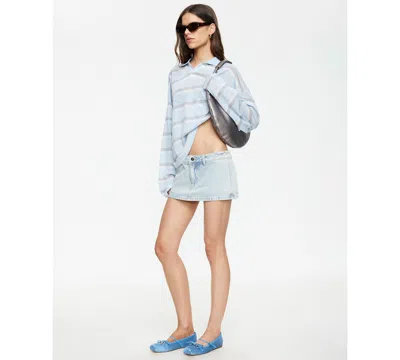 Lioness Rebels Contrast Collar Detail Wide Sleeve Oversized Top In Blue