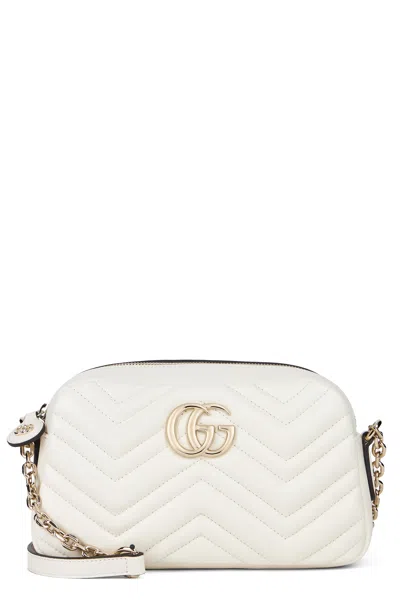 Gucci Gg Marmont Camera Small Quilted Leather Shoulder Bag In White